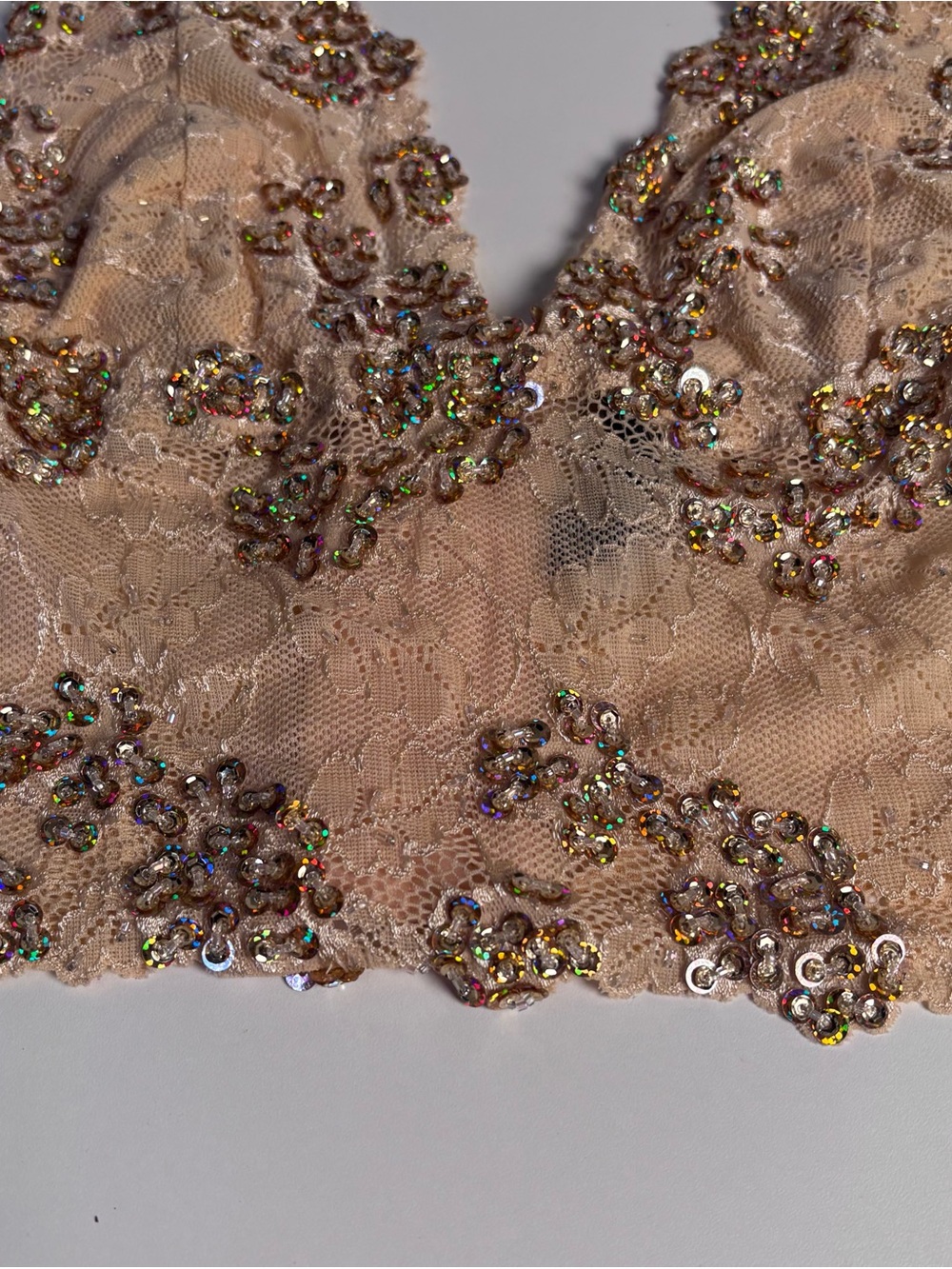 Y2K bebe Blush Lace Bralette with Sequin Detail - Picture 2 of 12